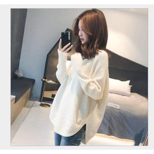 Áo len dáng suông vạt bầu