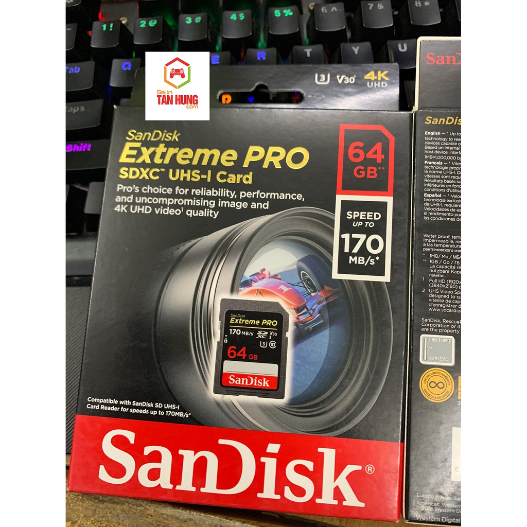 Thẻ nhớ SanDisk Extreme PRO SDXC 32Gb 64Gb UHS-I U3 4K V30 170MB/s - Model 2019 Hàng Công ty