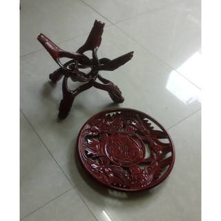 Đĩa chưng trái cây-100%gỗ tự nhiên- chò xòe, chân chò dc chạm tách hình rồng nguyên khối
