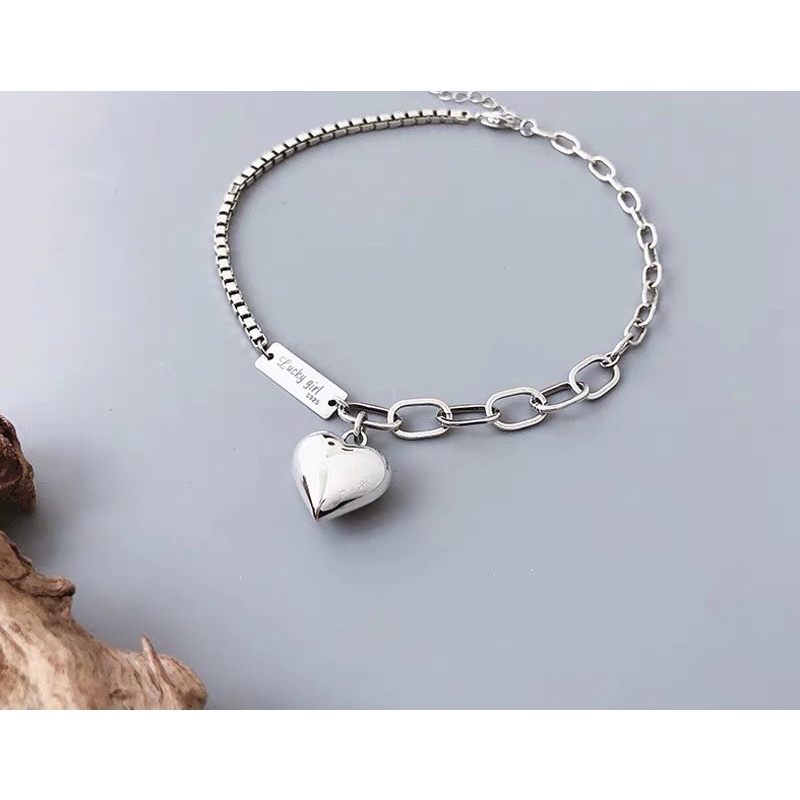 Vòng tay,Lắc tay chân LUCKY charm tim mạ bạc thái