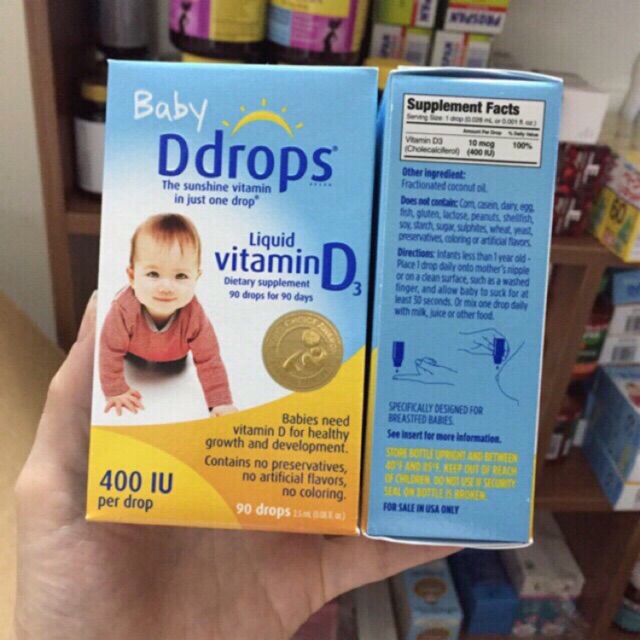 Baby Ddrops Vitamin D3 Cho Trẻ Sơ Sinh 90 Giọt Của Mỹ