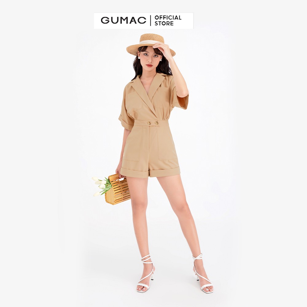 [Mã WABRG208 giảm 10% tối đa 50k đơn từ 250k] Jumpsuit phối túi GUMAC màu nâu đủ size quyến rũ DB714 | BigBuy360 - bigbuy360.vn