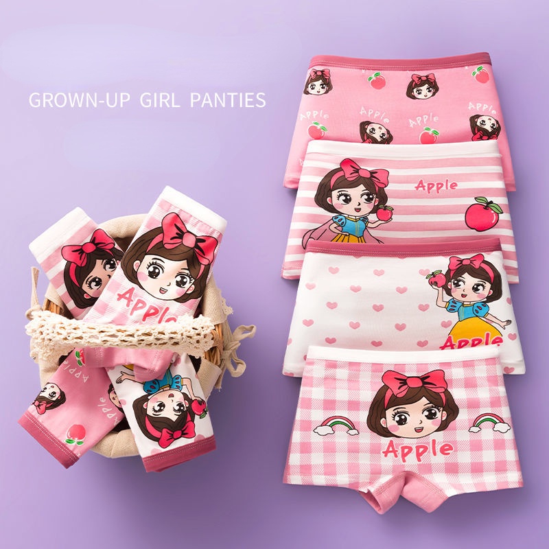 Quần Lót Cotton Màu Trơn Chống Vi Khuẩn Cho Bé Gái