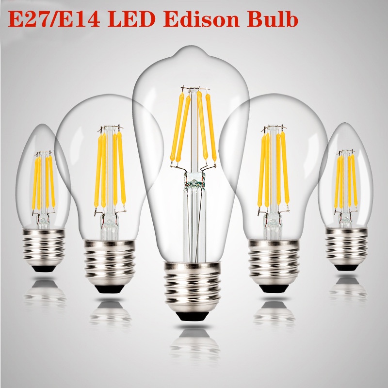 Bóng đèn LED dây tóc CANMEIJIA E27 E14 2W 4W 6W 8W 220V kiểu dáng cổ điển chuyên dụng