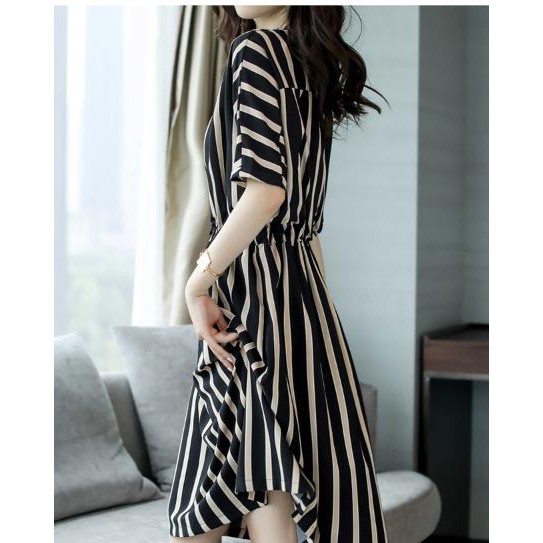 sale Đầm xòe thun sọc rút dây eo đẹp y hình MÃ QP0409225mlxl