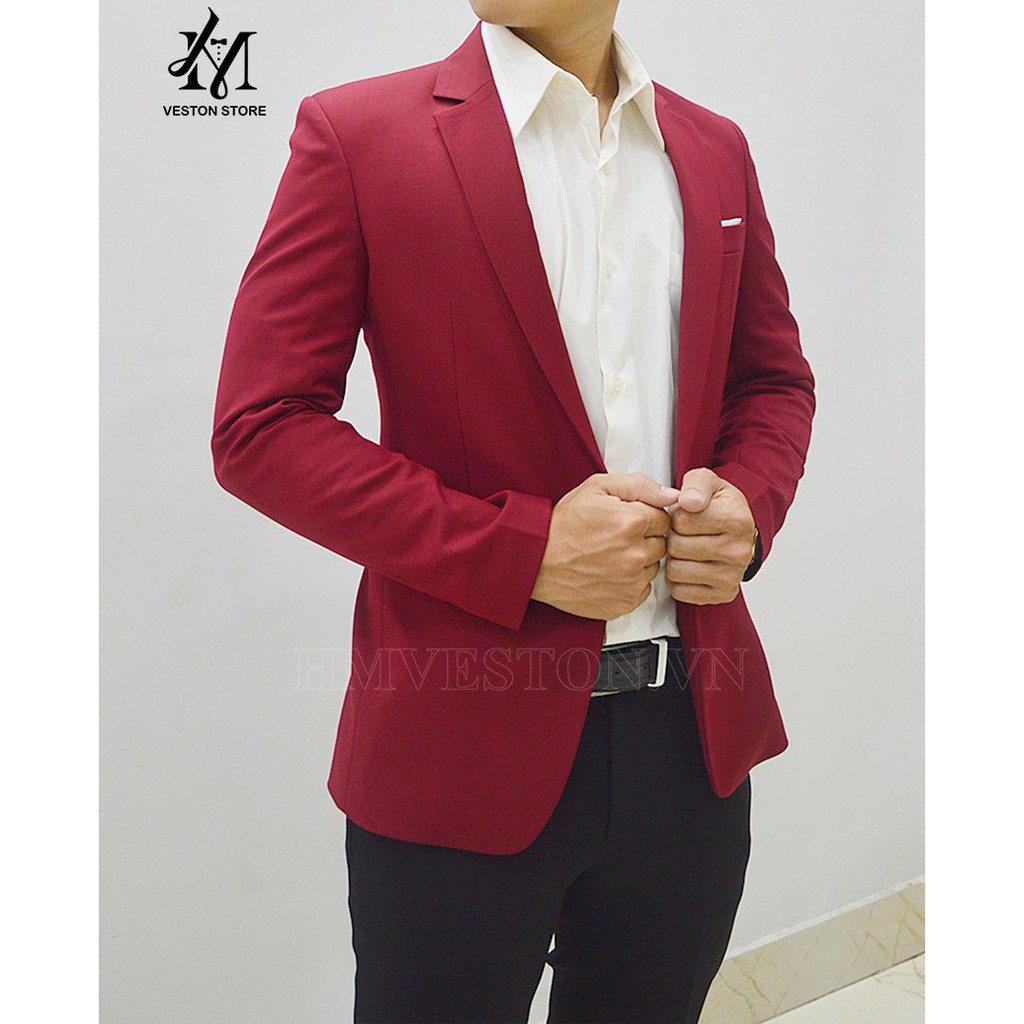 Áo vest nam màu đỏ đô ôm body
