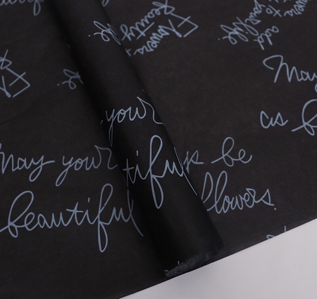 Giấy gói hoa in chữ phong cách Hàn Quốc