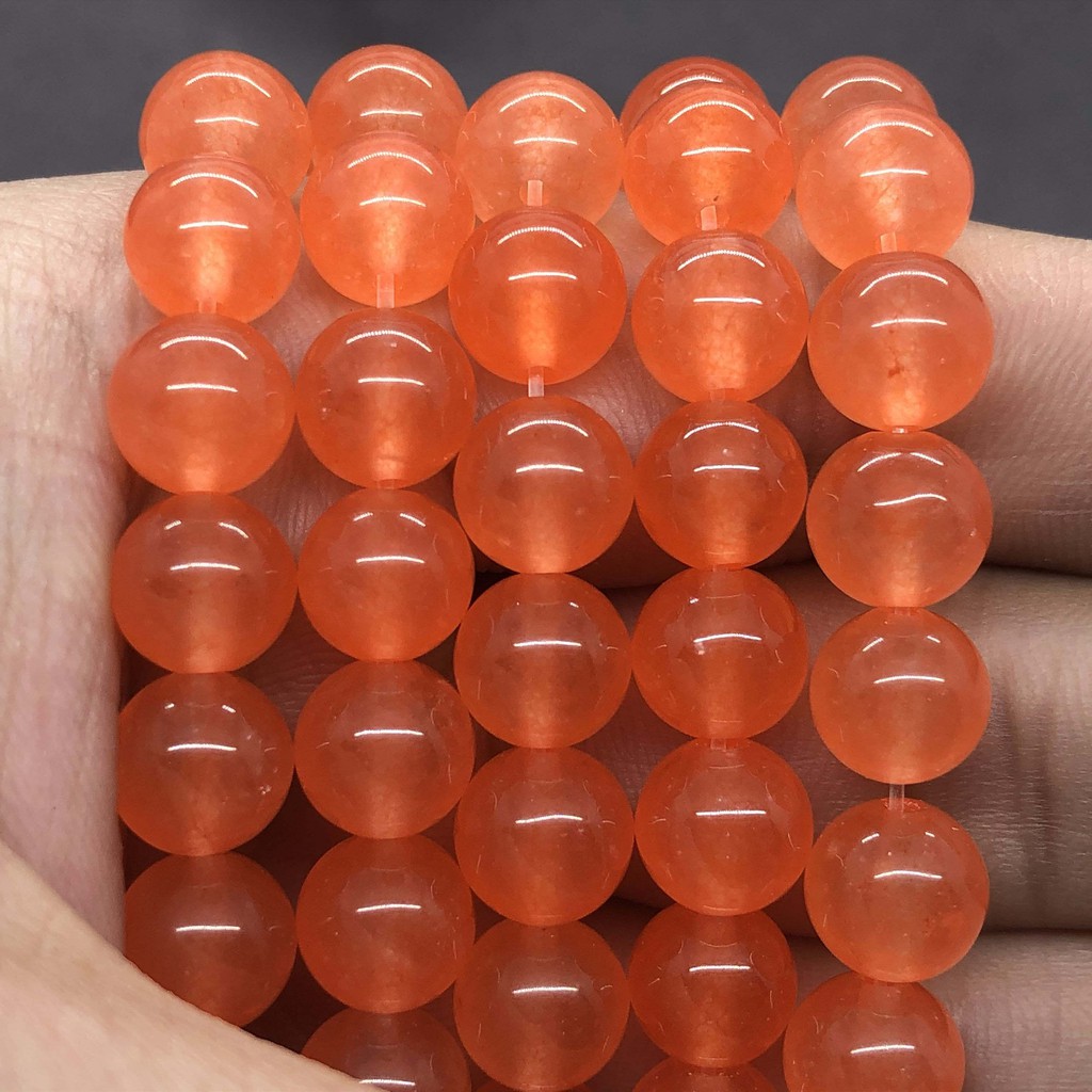 Chuỗi Hạt Đá Tự Nhiên 4-12mm Màu Cam Làm Vòng Đeo Tay Diy