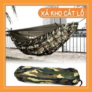 [FREE SHIP] Võng mùng rằn ri 3 lớp xếp gọn loại lớn - Võng dù du lịch vải lính xếp gọn cao cấp [XẢ KHO HOT]