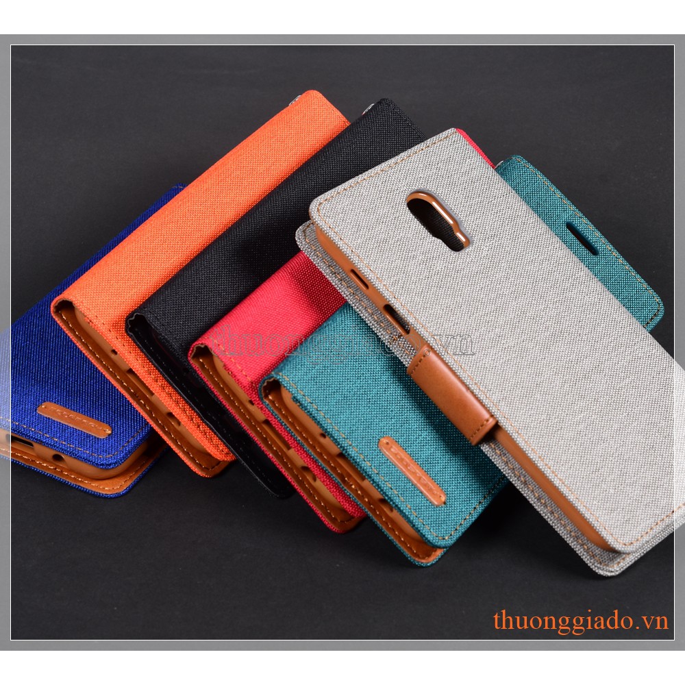 BAO DA THỜI TRANG SAMSUNG J7 PLUS/ C710 (NGOÀI BỌC VẢI HIỆU GOOSPERY, CANVAS DIARY)