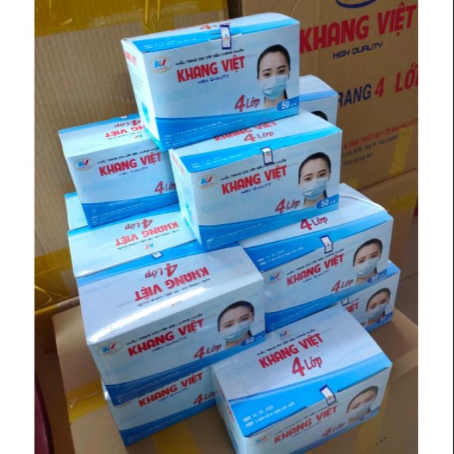 HỘP KHẨU TRANG Y TẾ 4 LỚP, HỘP 50 CÁI