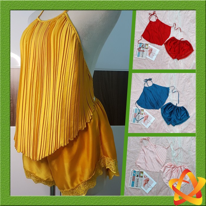 Đồ ngủ sexy Freeship Đồ ngủ sexy satin cổ yếm hở lưng Freesize dưới 60kg | BigBuy360 - bigbuy360.vn