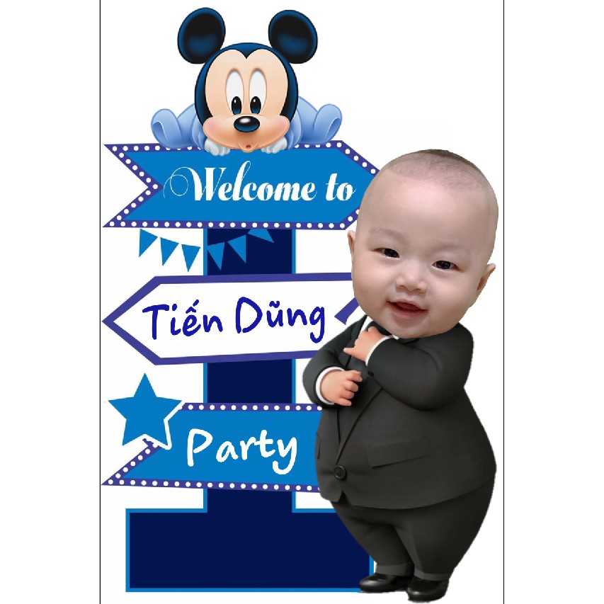 Cây welcome sinh nhật in tên tuổi bé - cây welcome ảnh bé - cây ảnh bày bàn tiệc sinh nhật thôi nôi