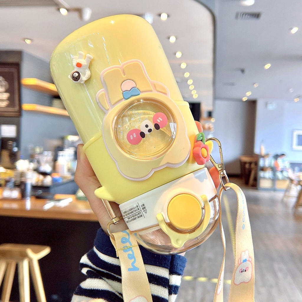 Bình Nước Giữ Nhiệt Có Ống Hút Họa Tiết Dễ Thương Cho Bé