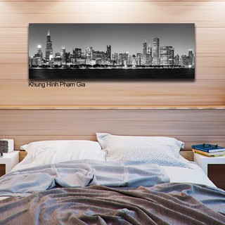 Tranh Canvas Đơn Thành Phố Về Đêm Tranh Treo Phòng Khách Và Phòng Ngủ - Khung Hình Phạm Gia PGKL296