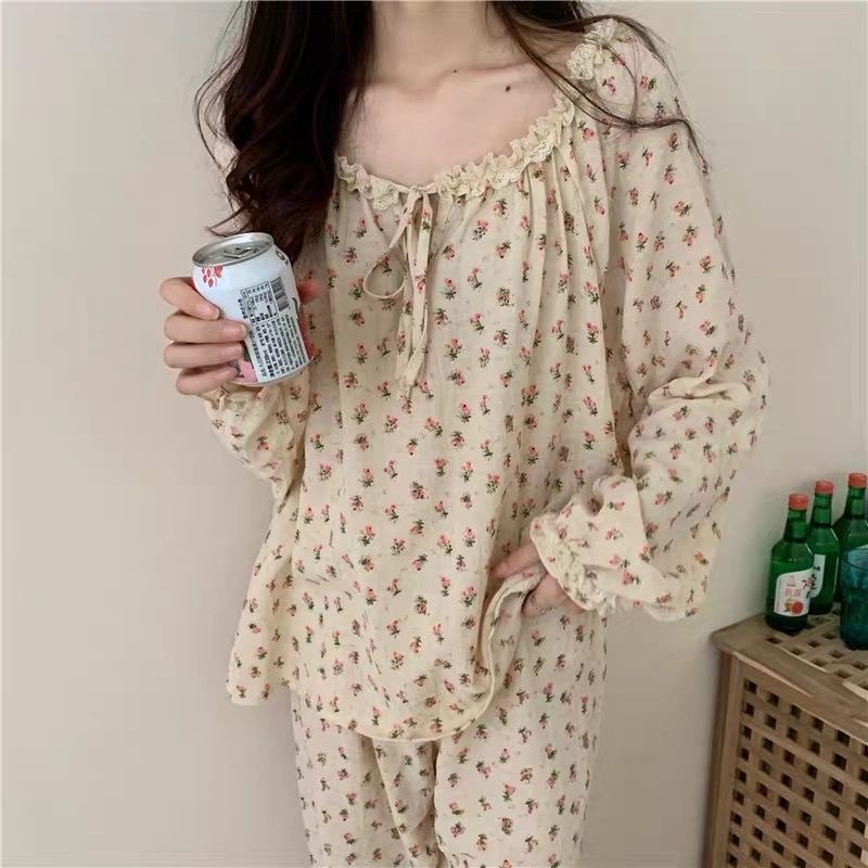 [Order - Có ảnh thật] Bộ đồ ngủ nữ ở nhà hoa nhí tiểu thư chất xô mát Ulzzang Hot trend | BigBuy360 - bigbuy360.vn
