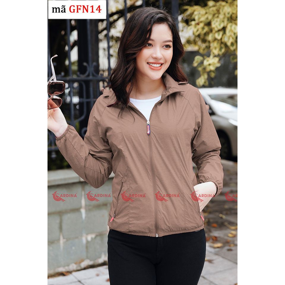 Áo Gió Nữ 2 Lớp Lót Lưới CARDINA Cản Gió Chống Nước - Kèm Túi Đựng Siêu Gọn Nhẹ