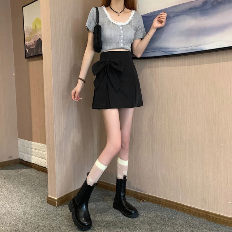 Chân Váy Chữ A Bánh Bèo Có Nơ