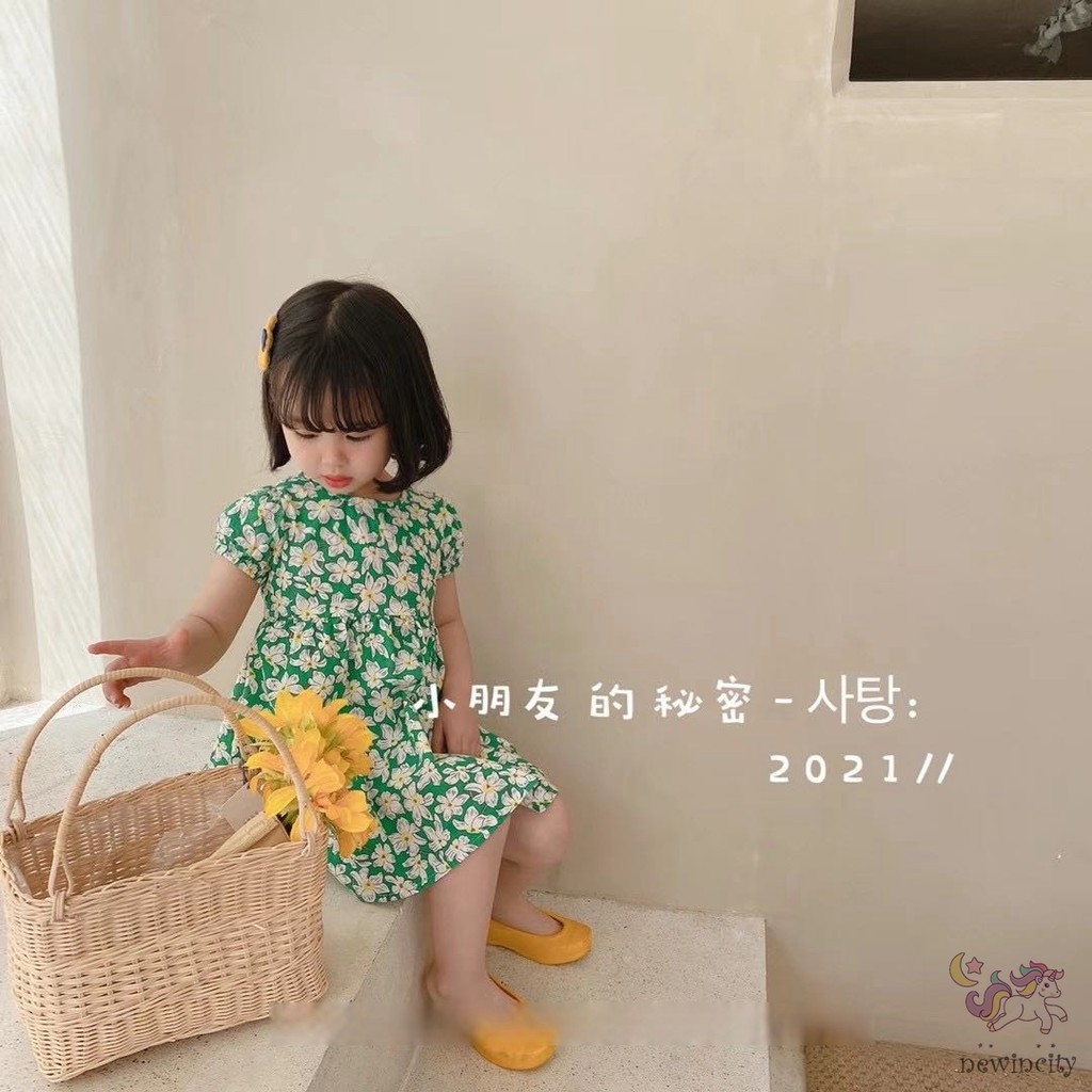 Đầm Hoa Hở Lưng Thắt Nơ Phong Cách Hàn Quốc Cho Bé Gái