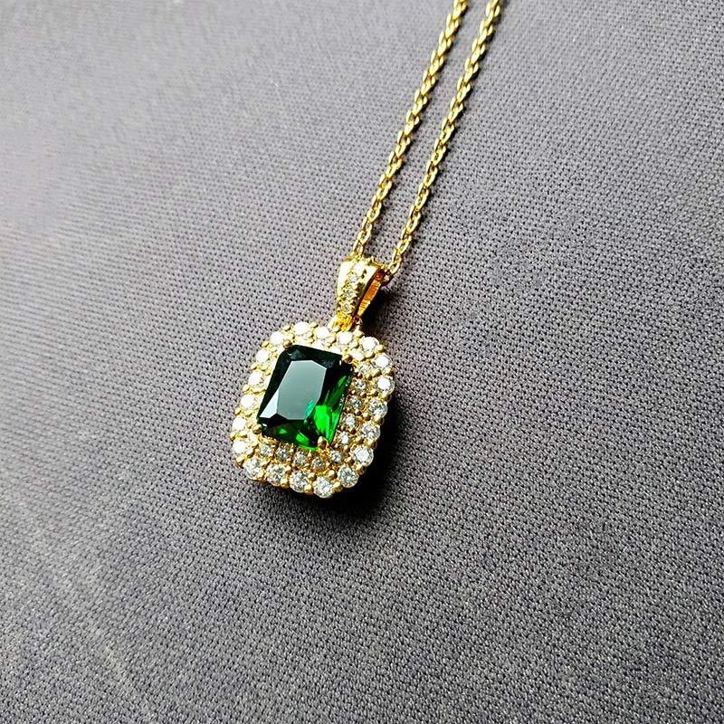 Bộ Trang Sức Mạ Vàng Đính Đá Lục Bảo Phong Cách Hàn Quốc