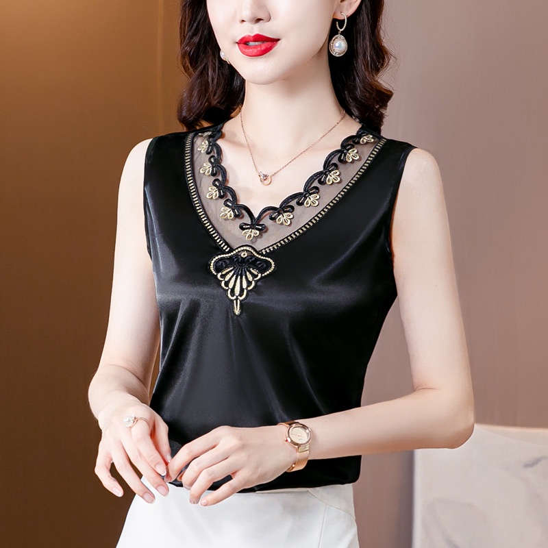 Áo Sát Nách Phối Ren Hoa Thiết Kế Hợp Thời Trang áo yếm nữ hở lưng áo yếm lụa nữ