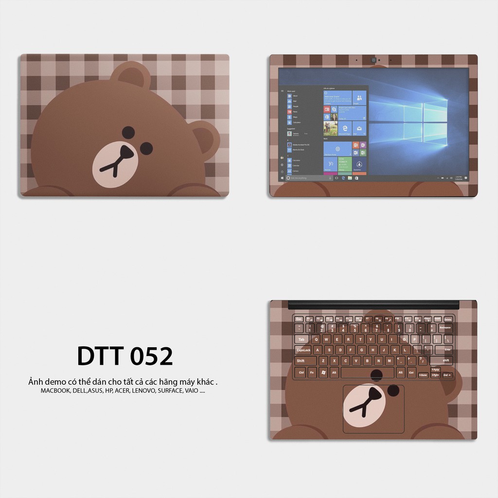 Miếng Dán Skin Laptop - Mẫu Gấu Nâu- Có Mẫu Dán cho Dell, Hp, Asus, Lenovo, Acer, MSI, Surface,Vaio, Macbook | BigBuy360 - bigbuy360.vn