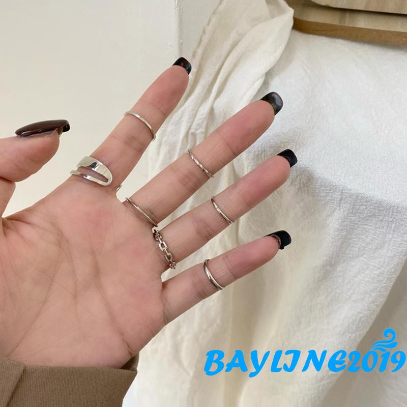 BAY-Ladies Knuckle Ring Kit, 7 Pieces Simple Style Stacking Ring, Gifts for Valentine’s Day, Gold/ Silver