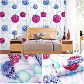 Decal Giấy dán tường Cẩm tú cầu tím - Keo sẵn khổ 10m x 45cm