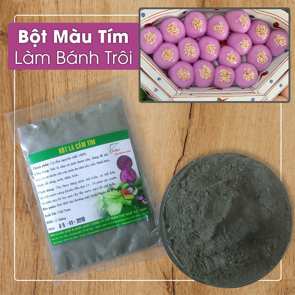 Bột Tạo Màu Tím Bánh Trôi (Bột Lá Cẩm Tím) 100g