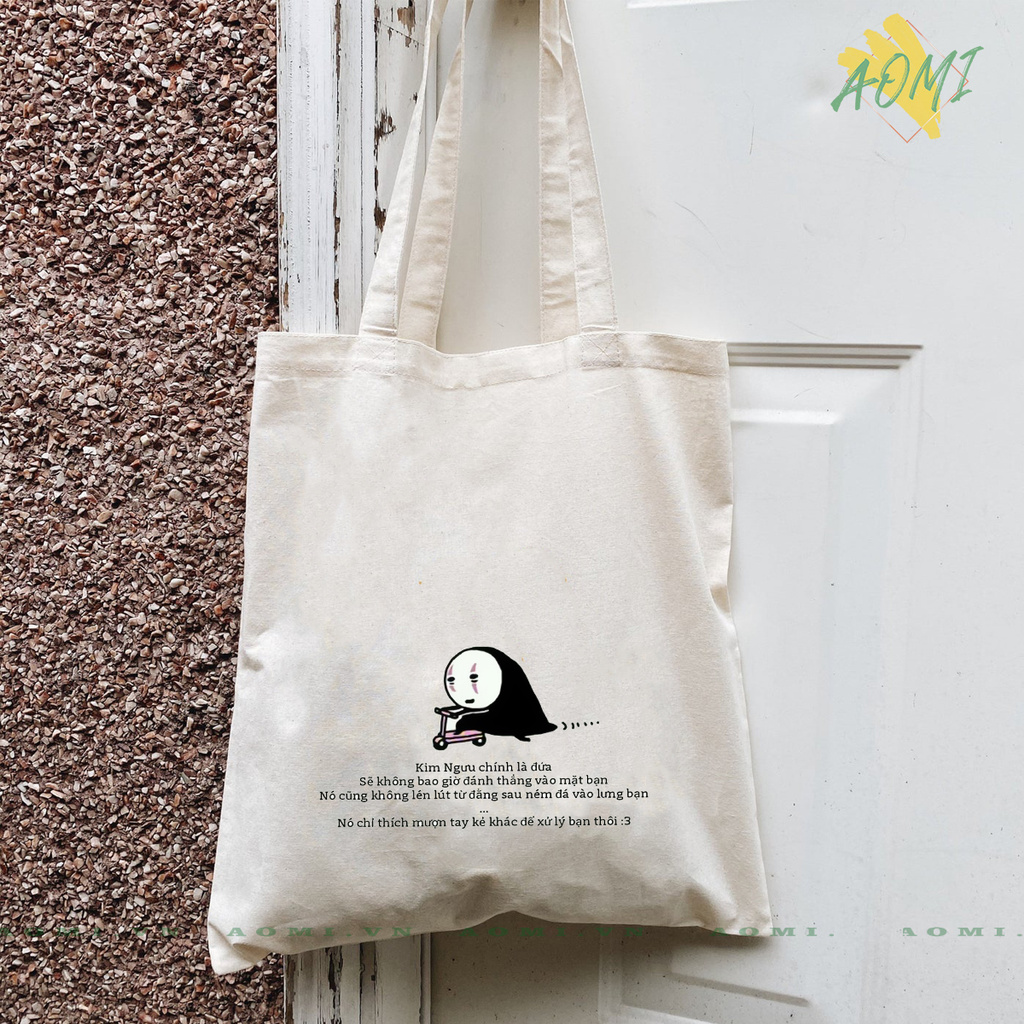 TÚI VẢI ĐEO VAI TOTE CANVAS BAG CÓ KHÓA KÉO SIZE LỚN 33x38cm KIM NGUU STYLE TCUTE XINH ĐẸP TIỆN ÍCH DẠO PHỐ DU LỊCH