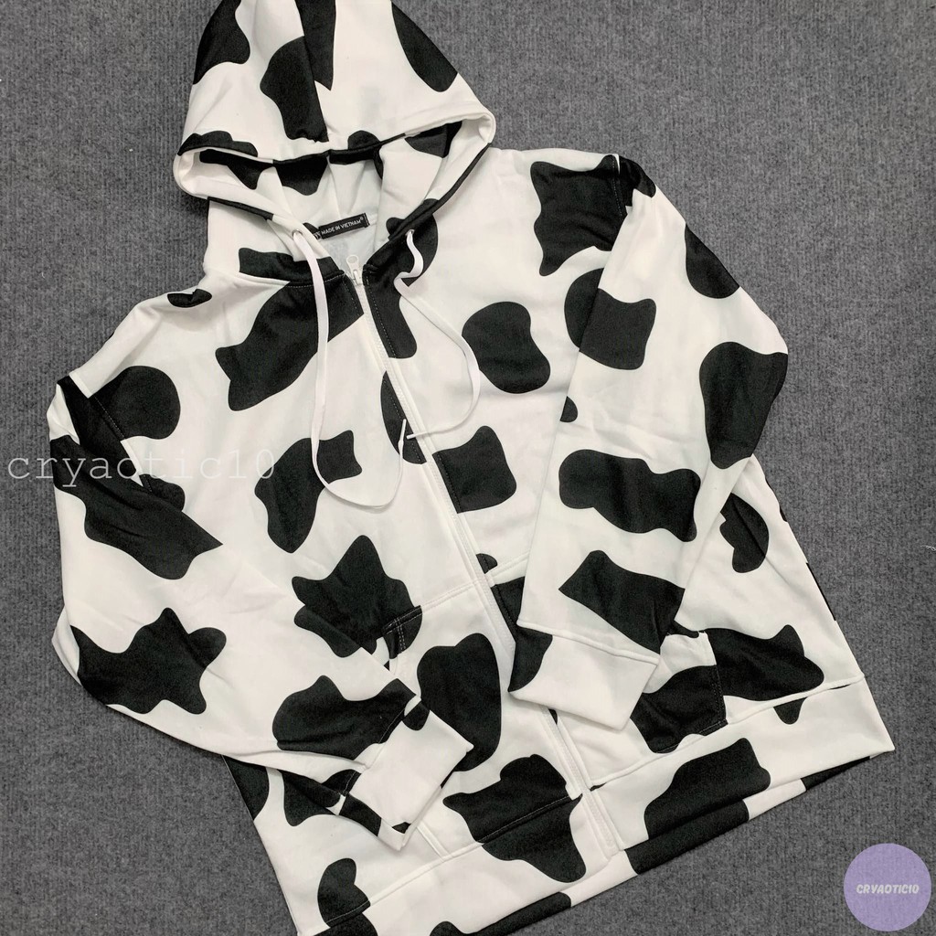 [Kèm hình thật] Hoodie bò sửa chất nỉ dày dặn có dây kéo unisex cryaotic10