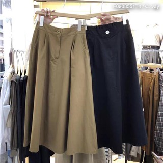 Chân váy kaki dài lưng thun