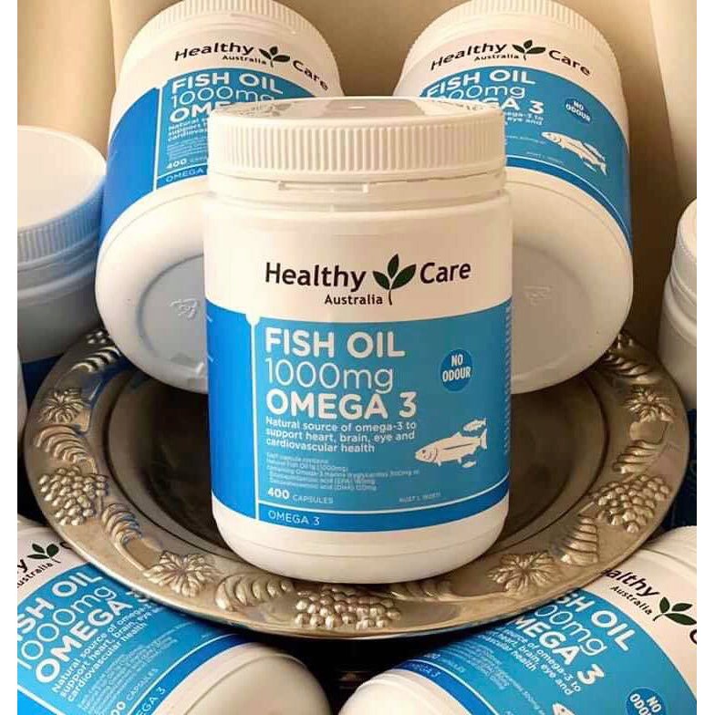 Dầu cá Healthy Care Fish Oil Omega 3 1000mg, Úc (400v) bổ sung DHA cho người từ 6 tuổi trở lên