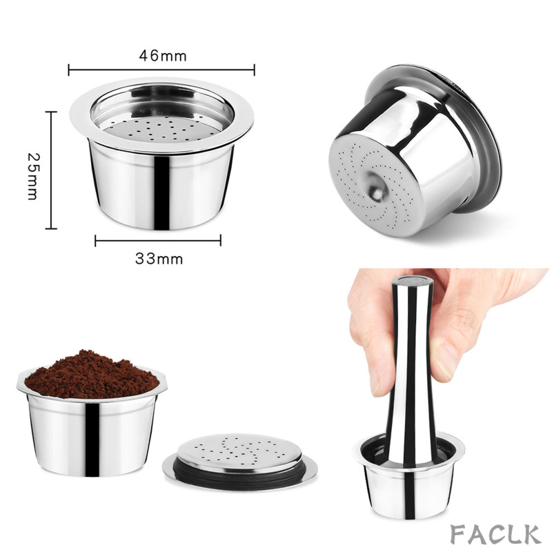 Reusable Coffee Pods  Premium Refillable Coffee Capsule  Stainless Steel Coffee Pod, Spoon and Brush  Coffee Pod Kit