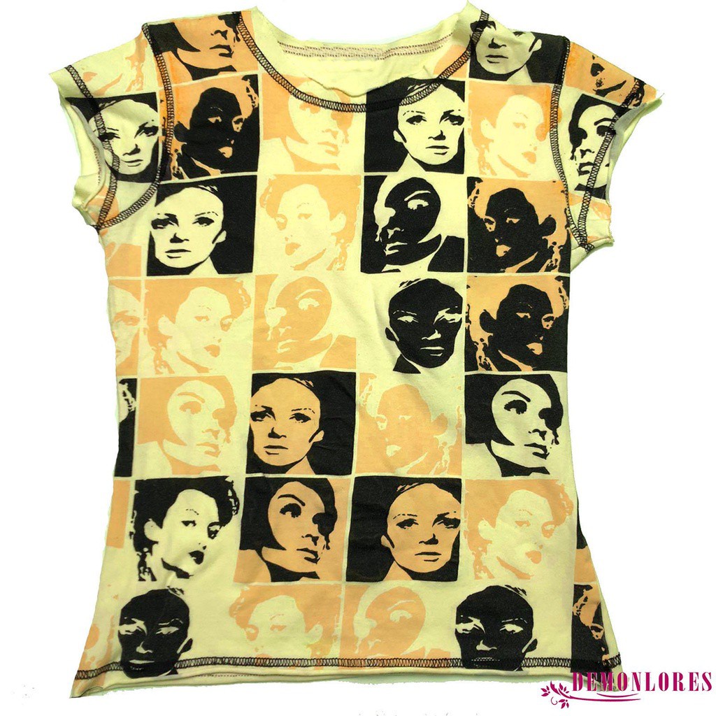 Áo thun thân ngắn yk2 in hình chân dung phong cách harajuku cổ điển thời trang mùa hè cho nữ