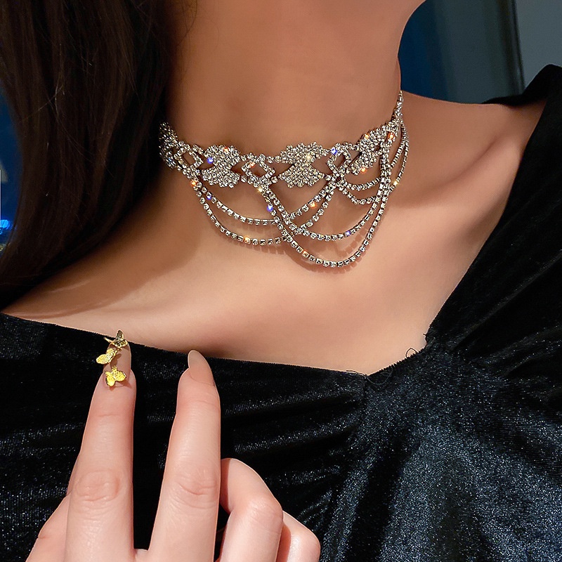 Vòng cổ chocker dạng lưới đính đá sexy_M1419