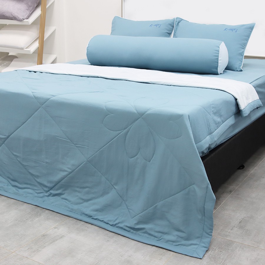 Bộ Ga giường Hàn Quốc Silky K-Bedding By Everon Xanh KSS106 (4 món)