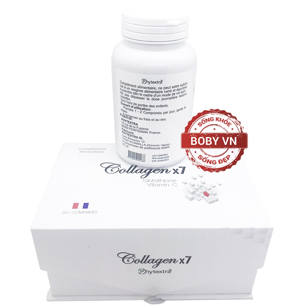 Collagen x7 bổ sung Glutathione và Vitamin C hộp 60 viên - Xuất xứ Pháp - Boby