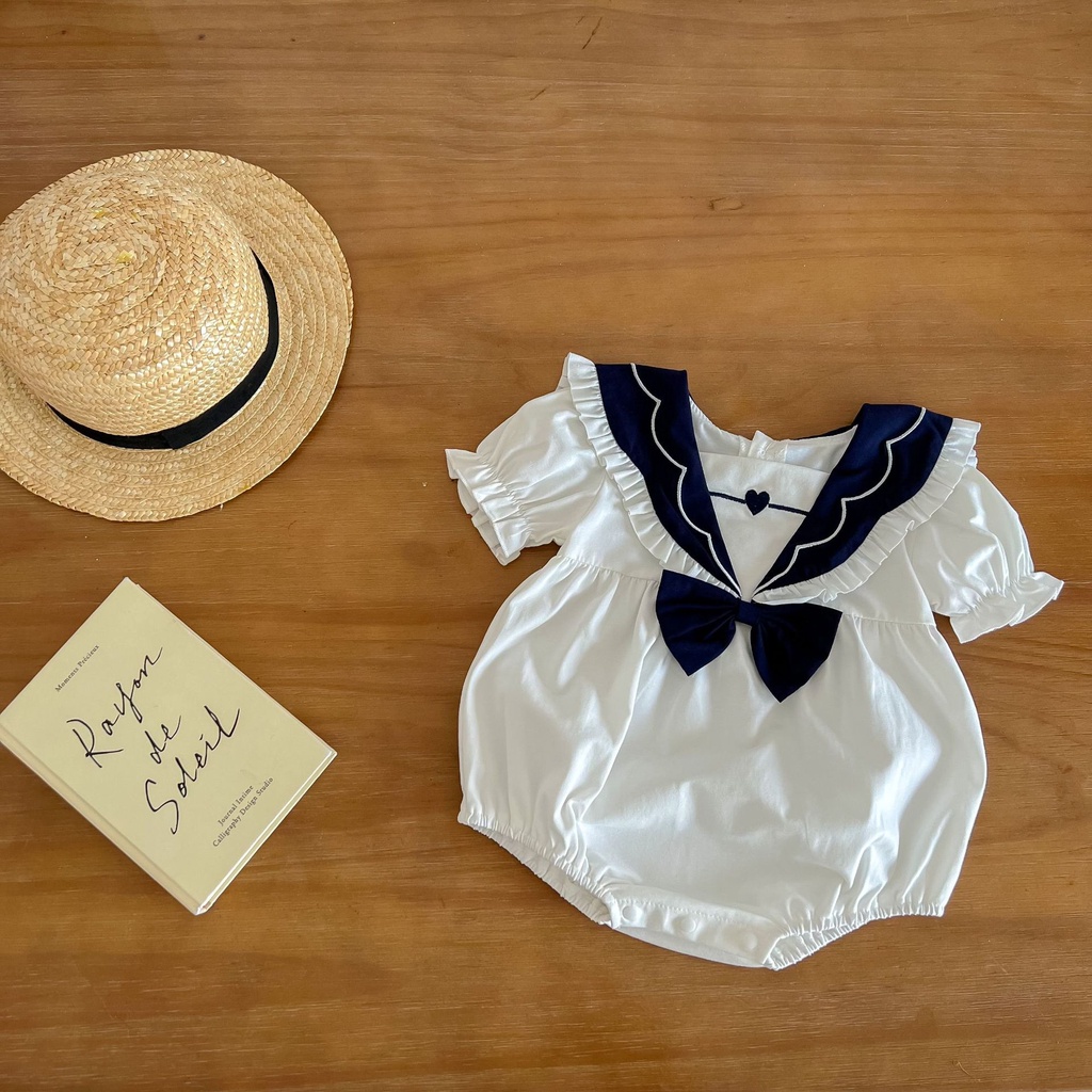 Áo Liền Quần Bằng Cotton Tay Ngắn Thời Trang Mùa Hè 2023 Dành Cho Bé Gái
