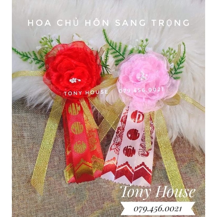 BỘ 2 HOA CÀI ÁO NGƯỜI CHỦ HÔN LỄ ĐÁM CƯỚI