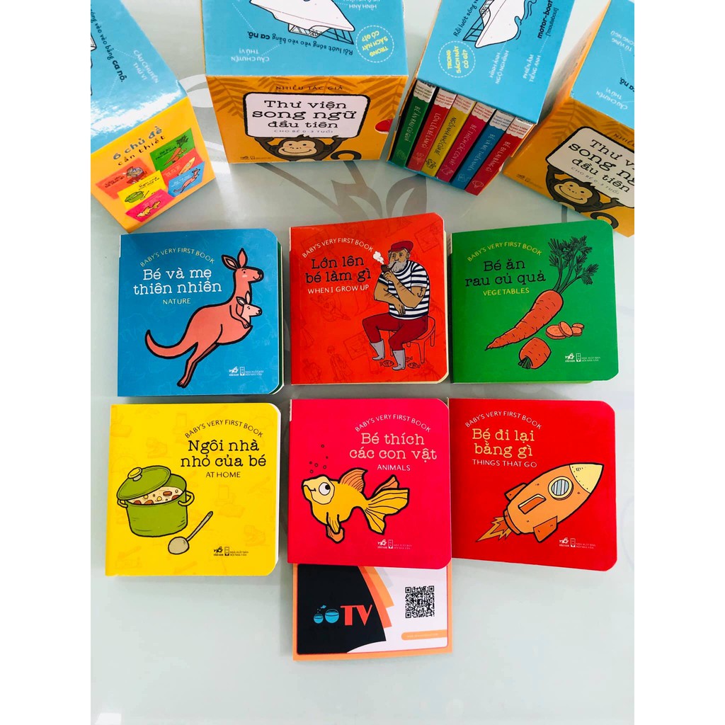 Bộ sách thư viện song ngữ hình ảnh dễ thương với 6 quyển nhiều chủ đề cho bé 0-3 tuổi
