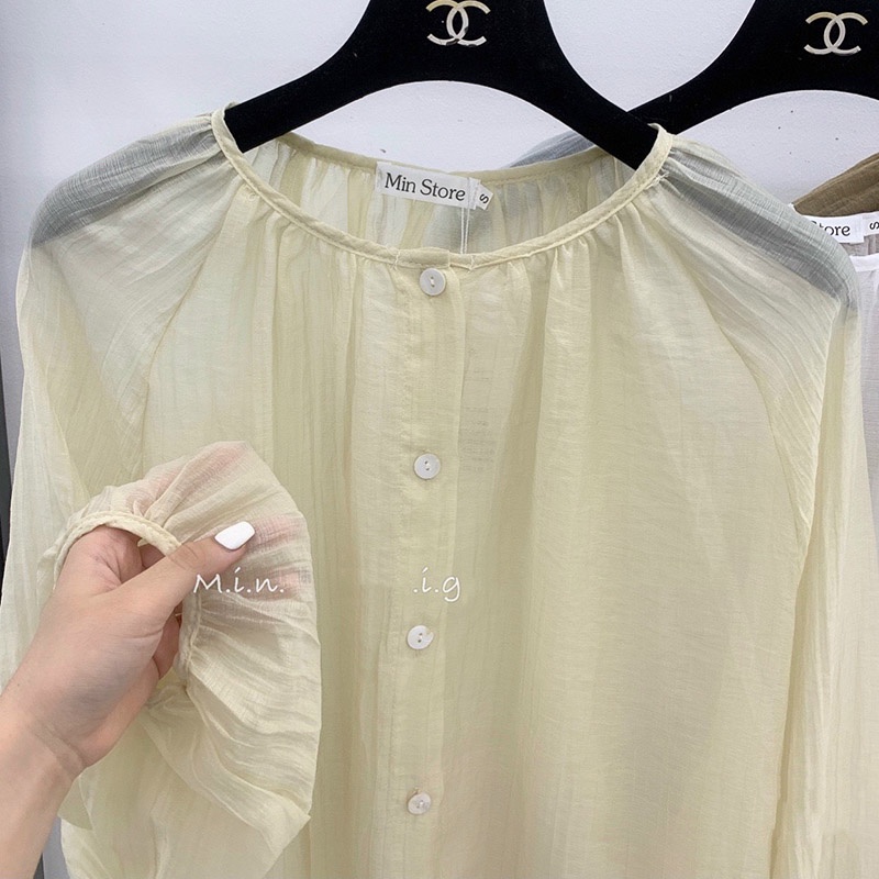 Áo Sơ Mi Cổ Tròn Voan Tơ Hàng Quảng Châu AP012-Violet