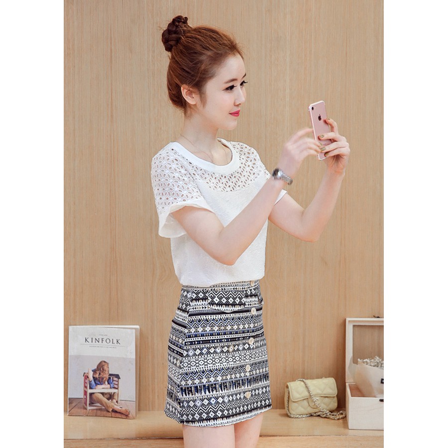 Rẻ Đẹp - Chất Set bộ váy nữ đẹp kiểu Set bộ áo váy thổ cẩm sọc áo dập họa tiết S1156265