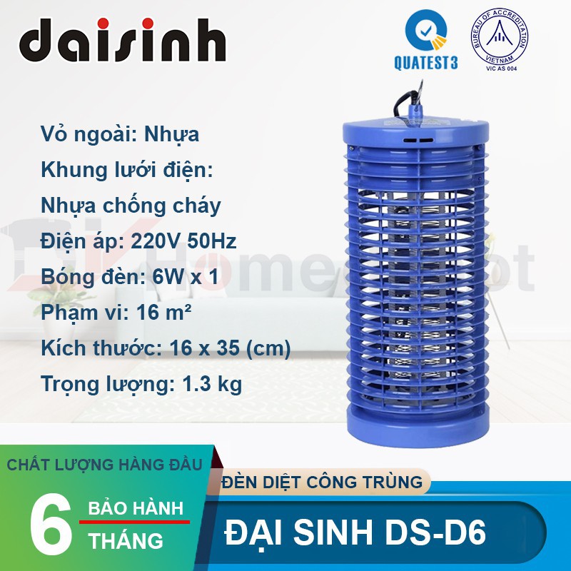 Đèn bắt muỗi và diệt côn trùng Đại sinh DS-D6 CHÍNH HÃNG ĐẠI SINH