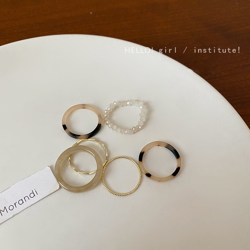 Nhẫn nữ AY mạ vàng/ hạt nhựa resin nhiều kiểu dáng đơn giản phong cách Hàn Quốc