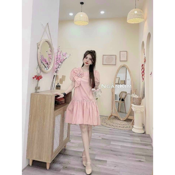 Đầm nữ, nơ xinh, mẫu mới, hàng cao cấp  chất lượng , siêu dễ thương DX1217