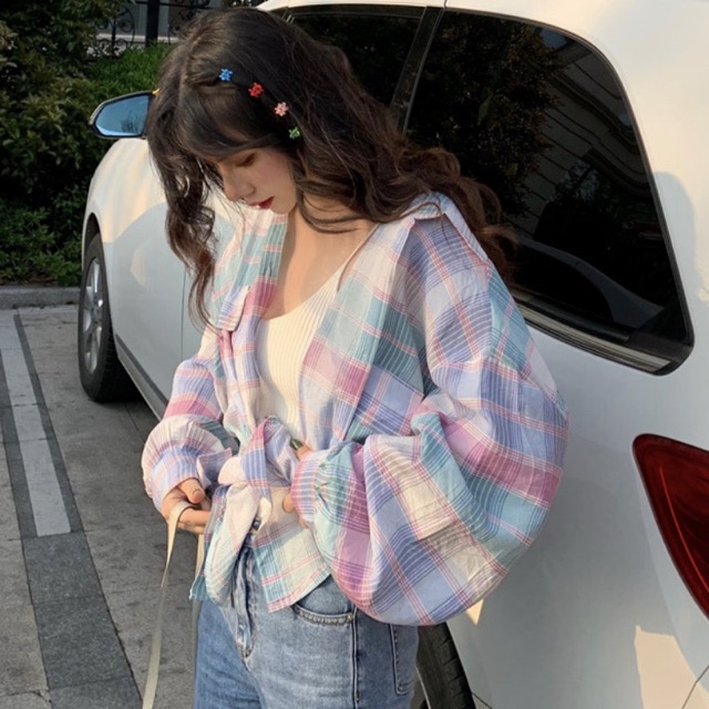 Bigsize XL-3XL Áo sơ mi kẻ dễ phối đồ