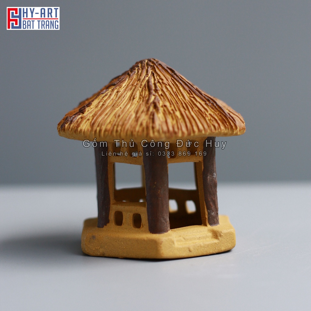 Tiểu cảnh hồ cá, trang trí bể cá cảnh, Mô hình gốm lầu gió mini trang trí hòn non bộ chậu cây bonsai