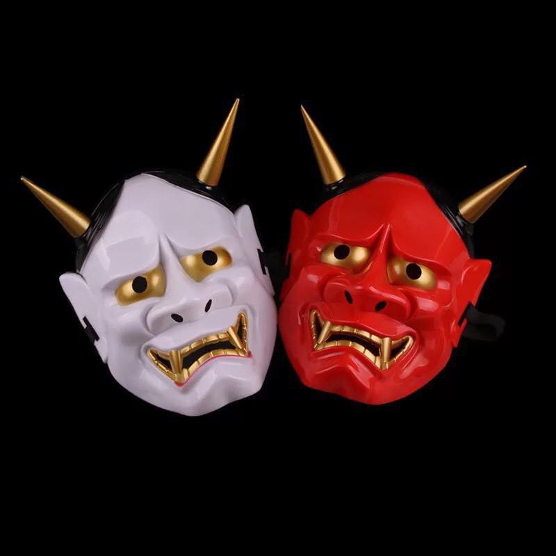 -Mặt nạ hóa trang Oni Noh Hannya trong dịp Halloween - mặt nạ quỷ vương 2 sừng