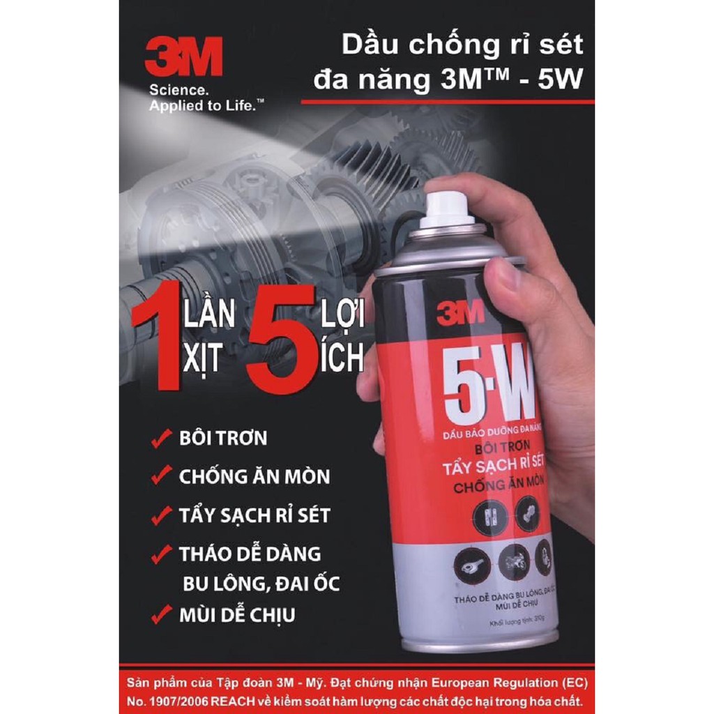 Chai tẩy rửa, bôi trơn, chống rỉ sét 3M 5W